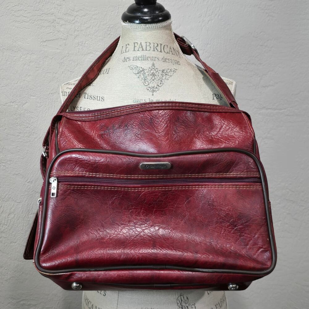 Vintage Samsonite Silhouette II Burgundy Shoulder Travel Bag Carry On Luggage